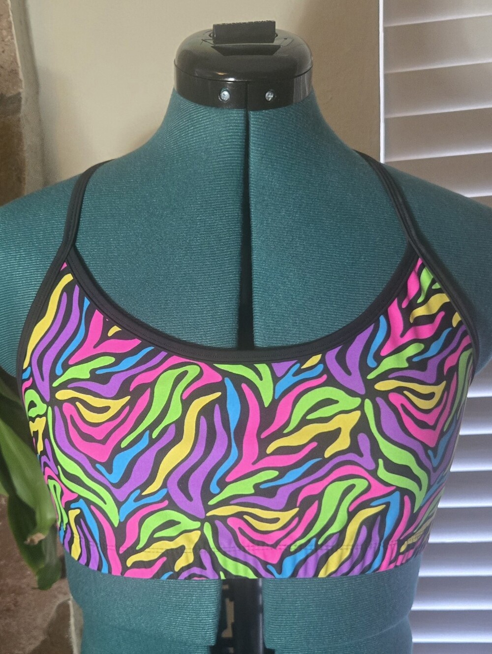 Vintage 90s Neon Wild Zebra Print Crop Top - Dance Rave - Lisa Frank Vibes